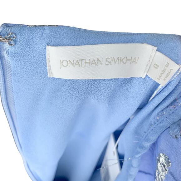 Jonathan Simkhai Kylie Periwinkle Jacquard Puff Sleeve Mini Dress 0 NWT - Picture 8 of 9